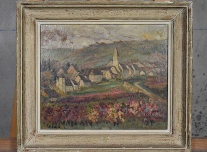 P. SOLLIER (XXe siècle), Vue sur village,...