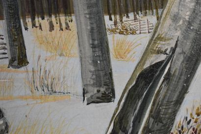 Marcel MAILLARD (1922), Bois enneigé, huile...