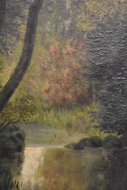 Scènes de parc. 
École du XIXe siècle. Pendant...