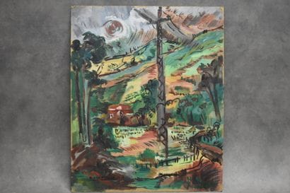 Raymond GAY BELLILE (XX), Le Pylône, huile...