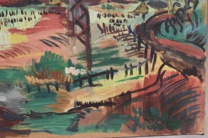 Raymond GAY BELLILE (XX), Le Pylône, huile...