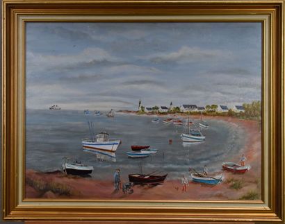 Marcel MAILLARD (1922), Bateaux en mer, huile...