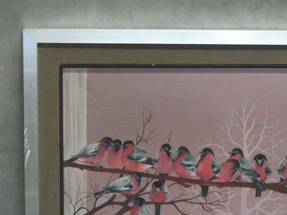 Luc GODAR (1942), Oiseaux sur branches, huile...