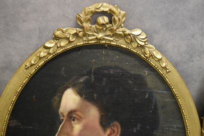 Paire de portraits
Ecole du XIXème siècle,...