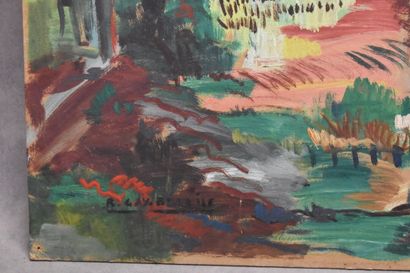 Raymond GAY BELLILE (XX), Le Pylône, huile...