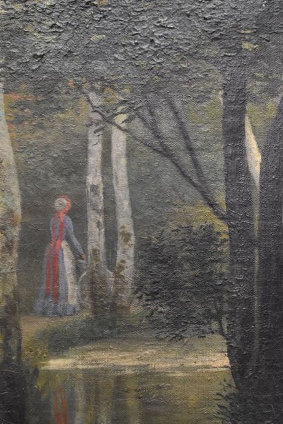 Scènes de parc. 
École du XIXe siècle. Pendant...