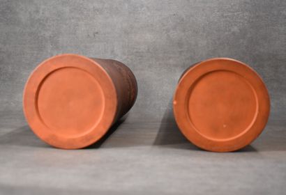 CHINA. Pair of Yixing scroll vases in terra...