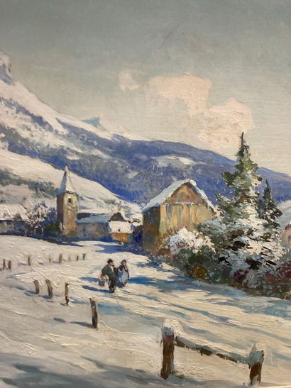 Marius HUBERT-ROBERT (1885-1966). Snowy landscape...