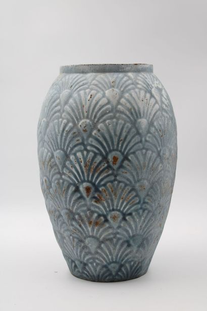 Large stoneware ovoid vase decorated with...