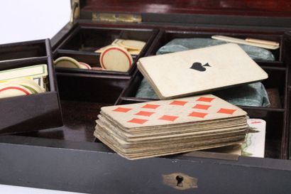 Blackened wood and veneer token box with...