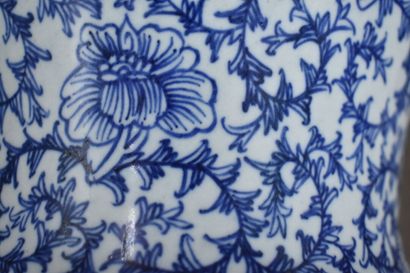 CHINA. Porcelain covered vase with blue flowers....