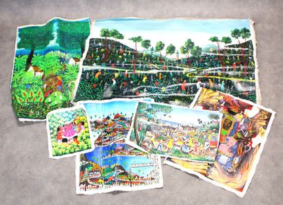 A lot of 6 Haitian paintings. oil on canvas....