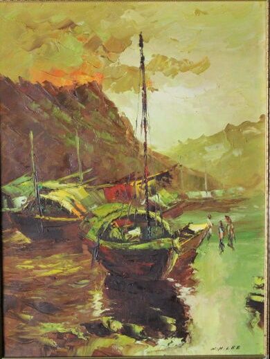 Won M.LEE
Nautical scene. Oil on canvas,...