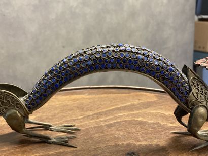TIBET 
Dragon in metal (silver) with inlay...