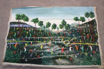 A lot of 6 Haitian paintings. oil on canvas....