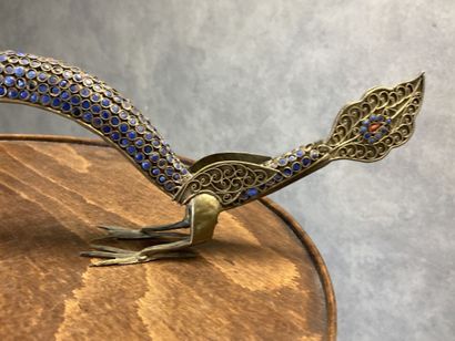 TIBET 
Dragon in metal (silver) with inlay...