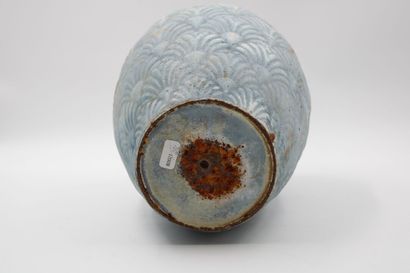 Large stoneware ovoid vase decorated with...