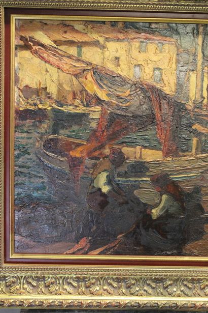 Louis BONAMICI (1878-1966)
At the port, oil...