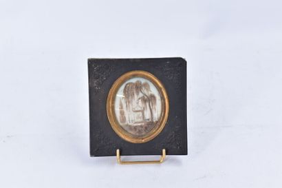 Miniature in hair representing a landscape...