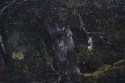 School of the XIXth century. Cows near a...