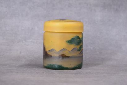 LEGRAS (dans le goût) 
Covered glass pot...