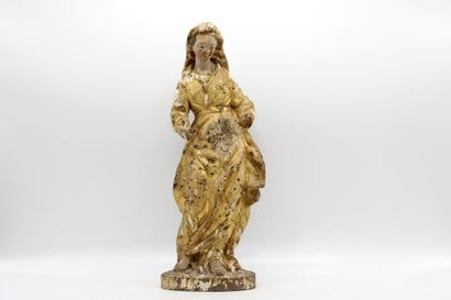 Sainte femme en bois sculpté en ronde-bosse,...