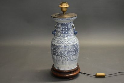 Lamp porcelain of china White Blue Total...