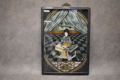 CHINA. Pendant representing geishas painting...