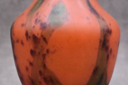 Vase with long neck in orange glass paste...