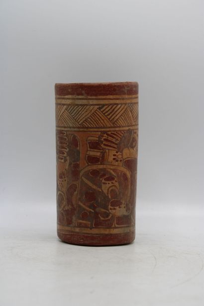 MEXIQUE 
Vase in terra cotta of cylindrical...
