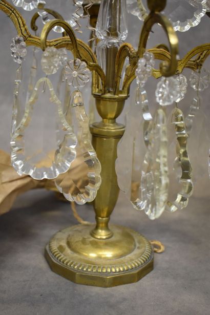 Attributed to BACCARAT. Pair of brass and...