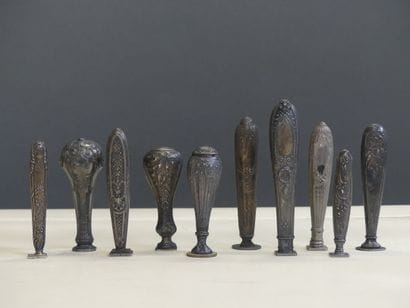 Réunion de dix sceaux en argent fourré, plusieurs...