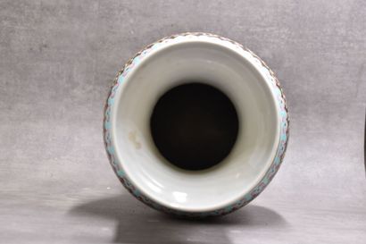 CHINA. Porcelain baluster vase with cloisonné...