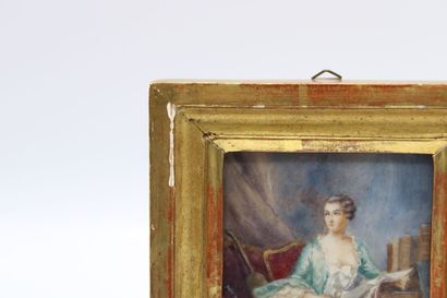 Ecole française du XVIIIe. Portrait miniature...