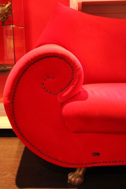 Sofa BRETZ model GAUDI in red velvet fabric...