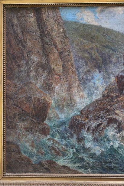 Painting representing a marine, oil on canvas....