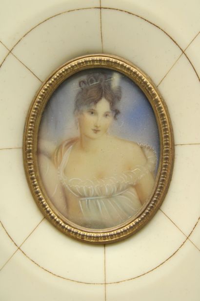 Ecole française du XIXe. Pendant de miniatures...