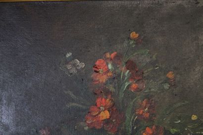 Paul FORET (XIX). Flowered planter. Oil on...