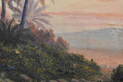 Henri RICHEVILLAIN (XIX-XX) Oasis, oil on...