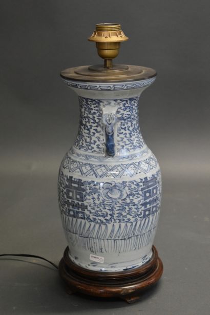 Lamp porcelain of china White Blue Total...