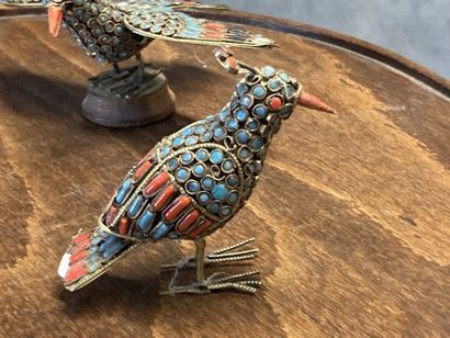TIBET 
Collection of 7 birds in metal (silver...