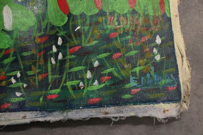 A lot of 6 Haitian paintings. oil on canvas....