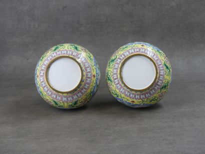CHINA. Pair of gourd vases decorated with...