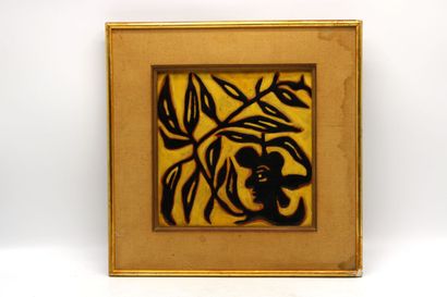 Jean LURCAT (1892-1966). Framed ceramic tile,...
