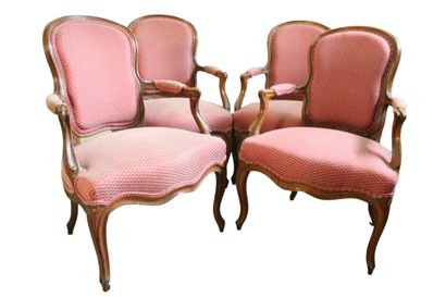 Ensemble de quatre fauteuils cabriolets en...