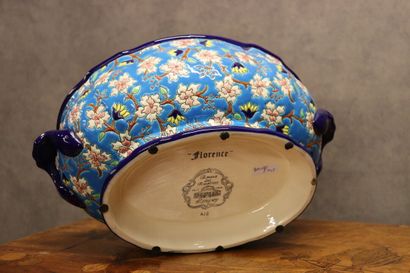 LONGWY model Florence. Soup tureen in cloisonné...