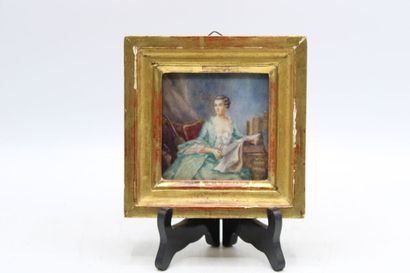 Ecole française du XVIIIe. Portrait miniature...