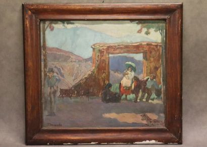 Augustin FERRANDO (1880-1957), Market scene,...