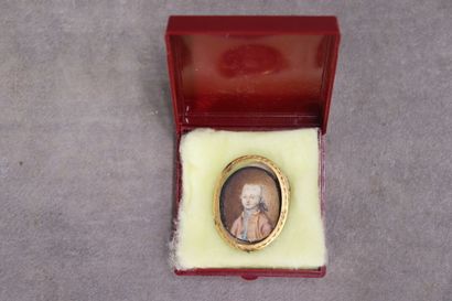 Miniature with gold frame, representing a...