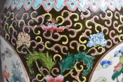CHINA. Porcelain baluster vase with cloisonné...